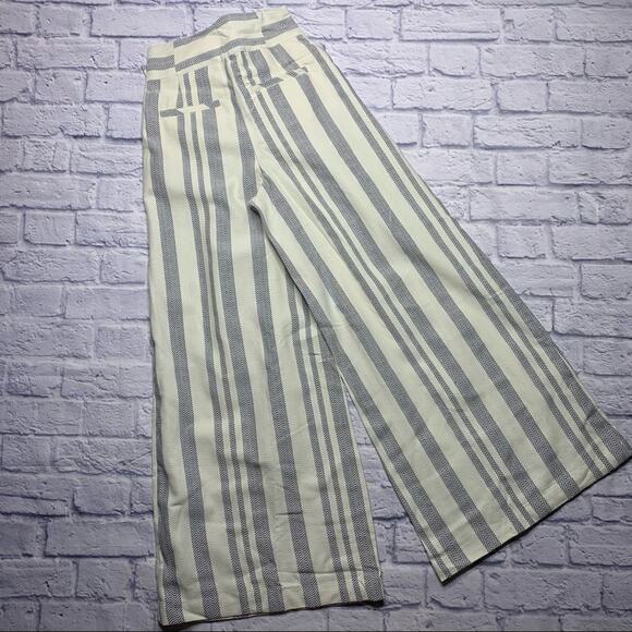 Free People High Tied Wide Leg Pants in Ivory Combo - Picture 7 of 9